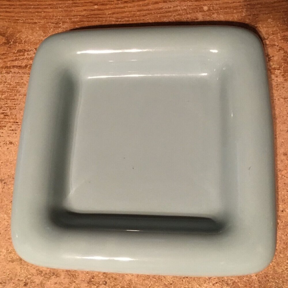 VINTAGE HAEGER TEAL 11" SQUARE ART DECO DISH 2177
